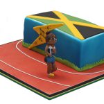 Jamaican flag and running track